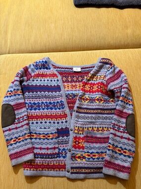Hanna Andersson Red Multicolor Fair Isle Knit Sweater